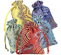 10pcs Pinowu Soie Brocart Bijoux Sac de poche (10x14cm) pour les faveurs de noce, Cordon porte-monnaie Sachet Brodé Bonbons chocolat sac pour Noël Nouvel An Fête d'anniversaire