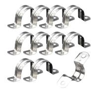 10pcs Pipe Strap, Stainless Steel Conduit Clamps, On Pipe Strap with 2 Holes, Ergonomic Clamp, Cable Holder with Heavy Duty Design, Fastening Accessory for Fixing or Cables