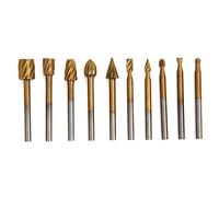 10pcs plaqué HSS Rotary Burr Woodworking Graving Cutter Electric Grinder Accessoires