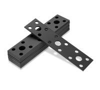 10pcs Plaques Perforées, Connecteurs Plats Equerre Metal Perforées, Plaque Perforée, Platine Plaques d'Assemblage Perforée Plates en Acier, Connecteur de Réparation avec Trous Fente/Noir,150 x 35 mm