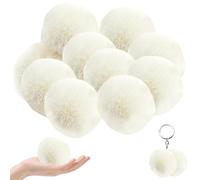 10pcs pom pom pour chapeaux, 3,15 pouces en fausse fourrure pom pom softs moelleux boules mini-pompom boules pour bricolage artisanat de clés sacs de trousses accessoires et décoration de Noël, blanc