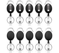 10pcs Porte-Clés Rétractables, Porte-Badge Mousqueton Robuste, Bobine De Badge D'identification Avec Cordon Rétractable