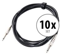 10pcs Professionnel Câble Audio Raccordement Jack 6.35 mm Mâle Mono 3m Noir Set