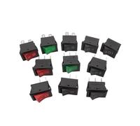 10Pcs Push Button Switch 2Pin 4Pin 6Pin AC 6A/250V ON/OFF Rocker Position Switch LED Lights Green Red Black NWPNLXEA(B 2Pin)