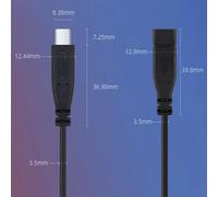 10Pcs Queue de cochon USB Type-C mâle femelle,22AWG 5V 3A mâle femelle USB-C vers fil nu à 2 broches,USB type C rallonge de câble, prise USB C à souder (25 cm)