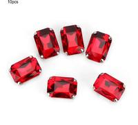 10pcs rectangle coudre strass griffes de cristal de verre bricolage - accessoires de vêtements (rouge)