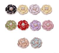 10pcs Rhinestone Flower Buttons 17mm Flat Back(Mixed-color hair)