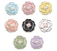 10pcs Rhinestone Flower Buttons 17mm Flat Back(Pink)