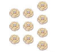 10pcs Rhinestone Flower Buttons 17mm Flat Back(Yellow)