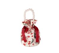 10pcs Ribbon Bow Canvas Flower Drawstring Bag Pearl Handle Wedding Small Wrist Coin Purse Wallet Candy Storage Pour Bonbons