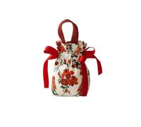 10pcs Ribbon Bow Canvas Flower Drawstring Bag Pearl Handle Wedding Small Wrist Coin Purse Wallet Candy Storage Pour Bonbons