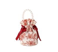 10pcs Ribbon Bow Canvas Flower Drawstring Bag Pearl Handle Wedding Small Wrist Coin Purse Wallet Candy Storage Pour Bonbons