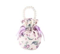 10pcs Ribbon Bow Canvas Flower Drawstring Bag Pearl Handle Wedding Small Wrist Floral Candy Storage Bowknot Handbag Pour Bonbons
