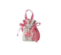 10pcs Ribbon Bow Canvas Flower Drawstring Bag Pearl Handle Wedding Small Wrist Floral Candy Storage Bowknot Handbag Pour Bonbons