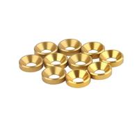 10pcs rondelles à tête fraisée en alliage d'aluminium anodisé joint de rondelle à tête plate M3 M4 M5 (Gold)