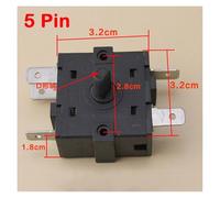 10PCS Room Heater Gear Knob Switch 3Pin 5Pin Rotary Switch Selector 3 4 Gear AC 250V 16A Temperature Control Switch NWPNLXEA(B-5Pin)