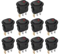 10PCs Round Rocker ON/OFF 12V Waterproof SPST Switch LED Spotlighting Silver Terminal 3?Pin