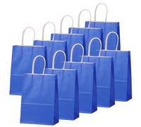 10Pcs Sac Papier Cadeau avec Poignées 26x12x32cm,Pochette Cadeaux Papier Bleu,Pochette Cadeau Anniversaire Enfant, Sachet Bonbon Coloré pour Mariage, Halloween,Anniversaire,Noël,Party