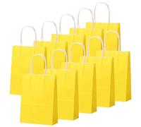 10Pcs Sac Papier Cadeau avec Poignées 26x12x32cm,Pochette Cadeaux Papier Jaune,Pochette Cadeau Anniversaire Enfant, Sachet Bonbon Coloré pour Mariage, Halloween,Anniversaire,Noël,Party