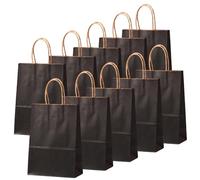 10Pcs Sac Papier Cadeau avec Poignées 26x12x32cm,Pochette Cadeaux Papier Noir,Pochette Cadeau Anniversaire Enfant, Sachet Bonbon Coloré pour Mariage, Halloween,Anniversaire,Noël,Party