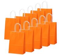 10Pcs Sac Papier Cadeau avec Poignées 26x12x32cm,Pochette Cadeaux Papier Orange,Pochette Cadeau Anniversaire Enfant, Sachet Bonbon Coloré pour Mariage, Halloween,Anniversaire,Noël,Party
