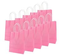 10Pcs Sac Papier Cadeau avec Poignées 26x12x32cm,Pochette Cadeaux Papier Rose Vif,Pochette Cadeau Anniversaire Enfant, Sachet Bonbon Coloré pour Mariage, Halloween,Anniversaire,Noël,Party