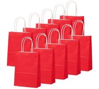 10Pcs Sac Papier Cadeau avec Poignées 26x12x32cm,Pochette Cadeaux Papier Rouge,Pochette Cadeau Anniversaire Enfant, Sachet Bonbon Coloré pour Mariage, Halloween,Anniversaire,Noël,Party