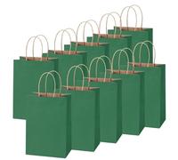 10Pcs Sac Papier Cadeau avec Poignées 26x12x32cm,Pochette Cadeaux Papier Vert Foncé,Pochette Cadeau Anniversaire Enfant, Sachet Bonbon Coloré pour Mariage, Halloween,Anniversaire,Noël,Party