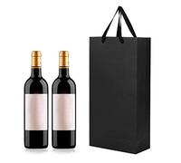 10Pcs Sacs pour Bouteille de Vin et Champagne - Poche Cadeau en Papier Kraft - Double Sac Fourre-tout avec Poignée pour Noël, Anniversaire, Mariage, Fête, Célébration