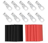 10pcs Sanuke 8 AWG - 3/8" Tinned Copper Wire Lugs Ring Terminals, Marine Grade Battery Cable Ends with 3:1 Dual Wall Adhesive Heat Shrink Tubing