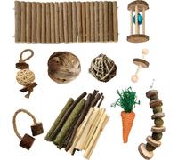 10PCS Set de Jouets à Macher Pour Les Dents De Lapin, Jouet Naturel Bois De Pomme Herbe Timothy Sticks Mâcher Et Traiter