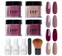 10Pcs / Set Dip Powder Nail Kit 4 Couleurs Nail Powder Liquid Set avec Base & Top Coat Activateur pour French Nails Art Manucure Salon DIY à la Maison, Violet....
