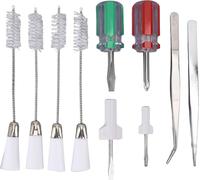 10pcs Set Kit de nettoyage de la machine à coudre Brosse double tête Tournevis universel et pincettes