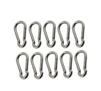 10pcs Silver Carabiner Hook Marine Stainless Steel 50mm 60mm 70mm 80mm Length Large Heavy Duty Stainles Carabiner(7X70mm)