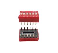 10Pcs Slide Type DIP Switch Module 1/2/3/4/5/6/8/10Pin Position Way 2.54mm Pitch Red Toggle Switch Blue Snap Switch Dial Switch NWPNLXEA(6pin-10pcs-Red)