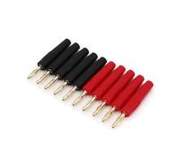 10Pcs Small Size 2mm Brass Gold Plated Male Plug Wire Solder Type Connector AUOQKQUT(Red and Black)