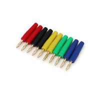 10Pcs Small Size 2mm Brass Gold Plated Male Plug Wire Solder Type Connector NWPNLXEA(Mixed Colors)