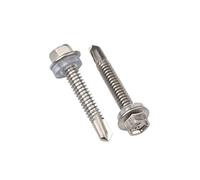 10pcs Stainless Steel Washer Head External Hex Hexagon Self Drilling Tapping Screw Bolt Assortment Kit 4.2mm To 6.3mm(M5.5 x 25)