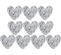 10pcs strass en forme de cœur Applique 4cm Heißfix Vêtements Accesshose Chaussures Décoration argentée