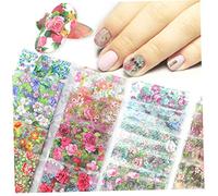 10pcs Transfert Nail Art Foils Autocollant Curseur Mixte Fleur Designs Sticker Nail Foil Uv Accessoires Gel Style Aléatoire
