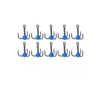 10pcs Treble Hooks High Carbon Steel Size 10 Sharp Bright Color Fishing Hooks Kit for Bass Trout Carp Lures BaitsBlue