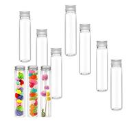 10Pcs Tubes à Essai en Plastique Transparent avec Bouchon à Vis 80ML Tube à Essai Bouteille Sensorielle Vide Eprouvettes Réutilisables Transparentes pour Bonbons Fleurs