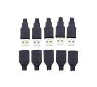 10pcs Type A Male Female USB 4 Pin Plug Socket Connector With Black Cover Type-A DIY Kits NWPNLXEA(Female And Male)