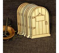 10pcs Unpainted Plaque Laser Cut Wooden Fairy Faerie Elf Doors Craft