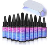 10pcs UV Resin Super Fast Curing Crystal High Transparency + Mini Foldable UV Lamp Craft DIY Kit Résine UV RESINE DE LOISIR CREATIF