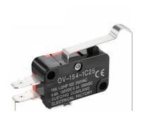 10pcs V-154-1C25 long handle roller Snap Action Push Button SPDT Momentary On-Off Limit Switch 15A 250V Red/Black