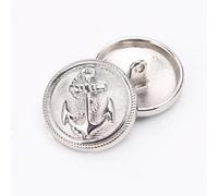 10Pcs Vêtements Boutons-Modèle d'ancre de Bateau en Métal Poignée de Couture Boutons Ronds Ensemble de Boutons pour Vestes de Costume Vestes Uniformes (Argent, 25mm)