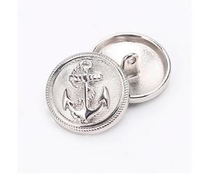 10Pcs Vêtements Boutons-Modèle d'ancre de Bateau en Métal Poignée de Couture Boutons Ronds Ensemble de Boutons pour Vestes de Costume Vestes Uniformes (Argent, 15mm)