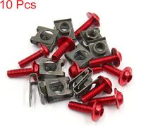10pcs Vis Six Pans Creux M6 Rouge Clips Fixation Kit Vis U-Type métal