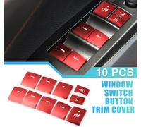 10pcs Voiture Aluminium Porte Accoudoir Bouton Fenêtre Commutateur Autocollants Rouge